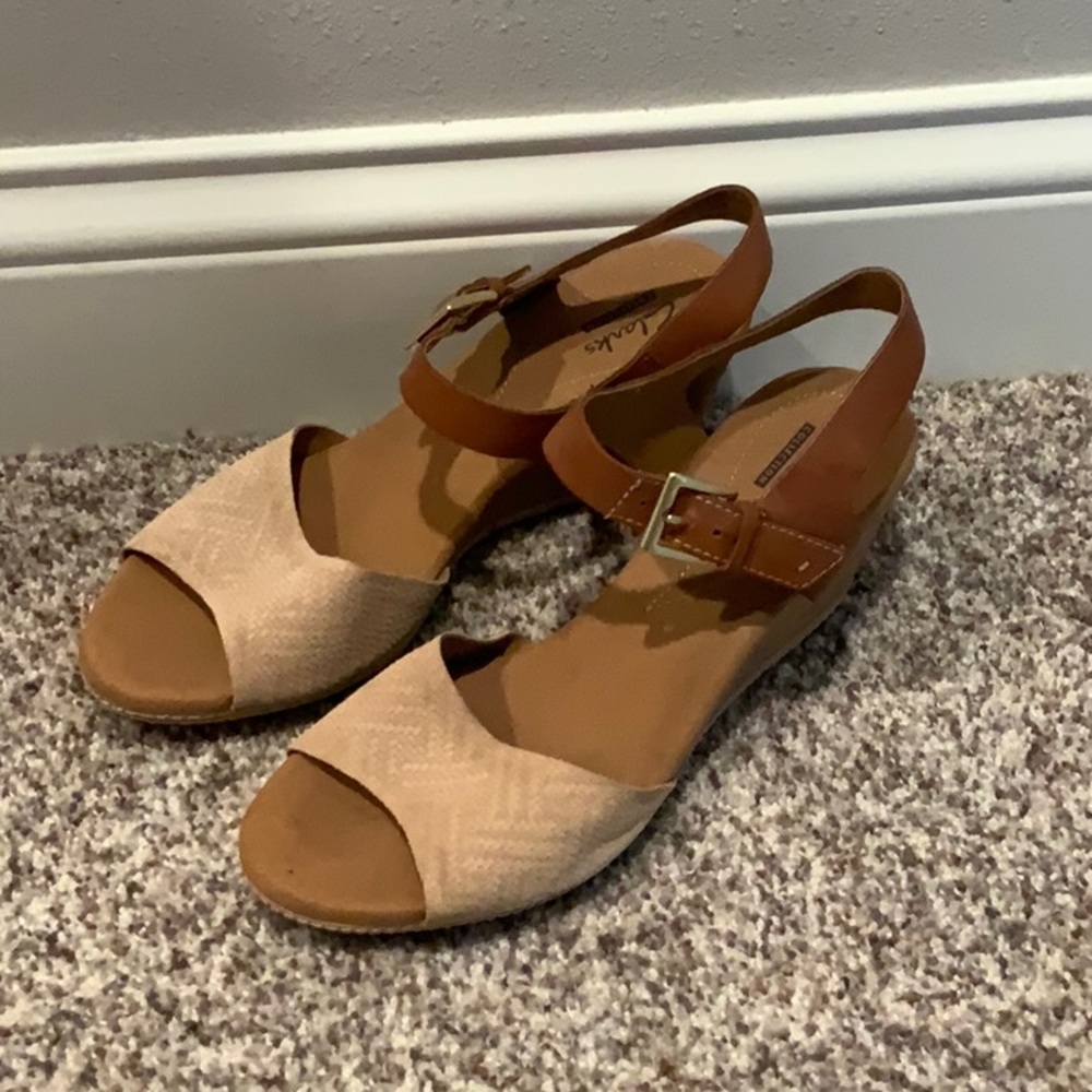 Clark wedge brown sandals